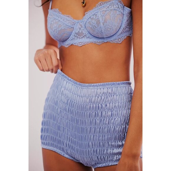 Free People Intimately Ruched Shorties High-Waisted In Light Blue Size Small - Picture 1 of 9
